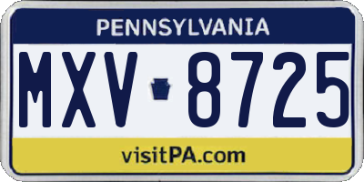 PA license plate MXV8725