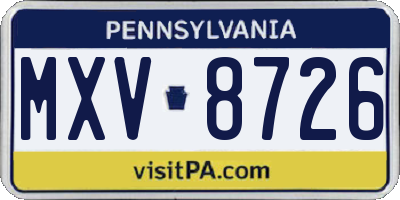 PA license plate MXV8726