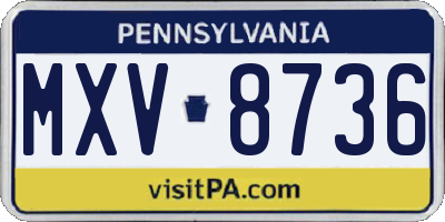 PA license plate MXV8736