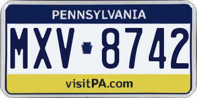 PA license plate MXV8742