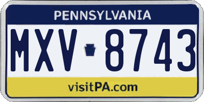 PA license plate MXV8743