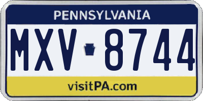 PA license plate MXV8744