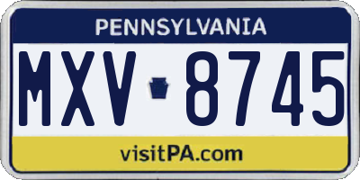 PA license plate MXV8745