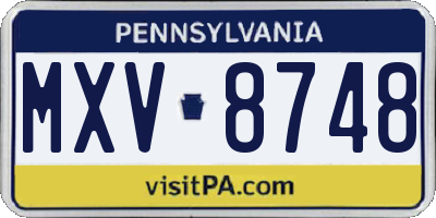 PA license plate MXV8748