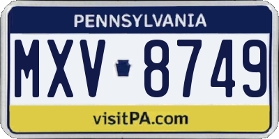 PA license plate MXV8749