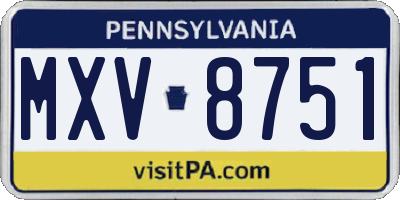 PA license plate MXV8751