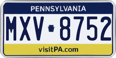 PA license plate MXV8752