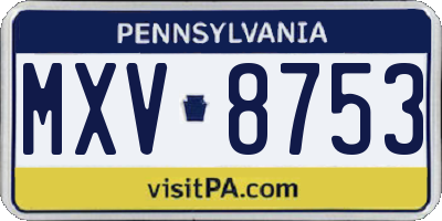 PA license plate MXV8753