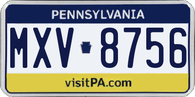 PA license plate MXV8756