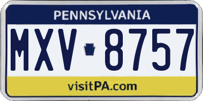 PA license plate MXV8757