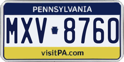 PA license plate MXV8760