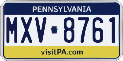 PA license plate MXV8761