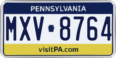 PA license plate MXV8764