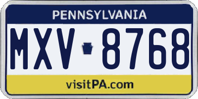 PA license plate MXV8768
