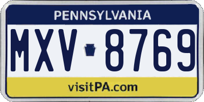 PA license plate MXV8769