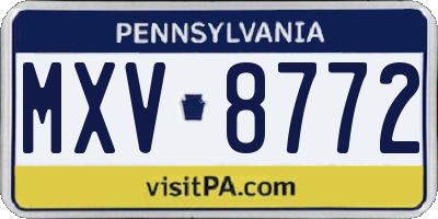 PA license plate MXV8772