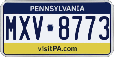 PA license plate MXV8773