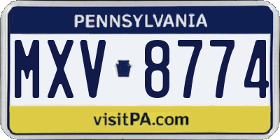 PA license plate MXV8774
