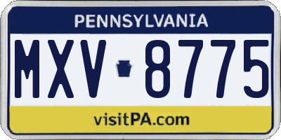 PA license plate MXV8775