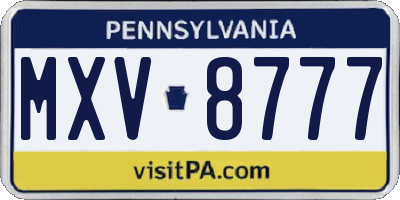 PA license plate MXV8777