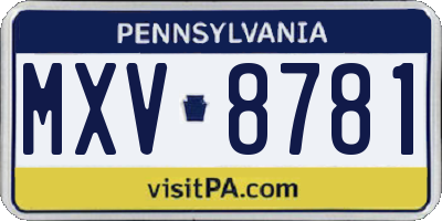 PA license plate MXV8781