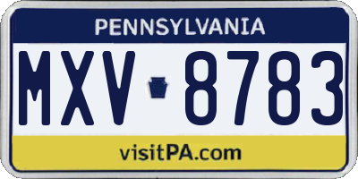 PA license plate MXV8783
