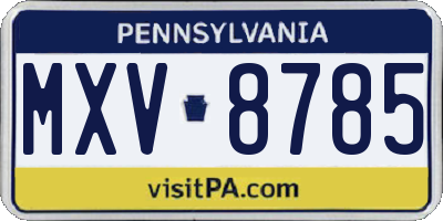 PA license plate MXV8785