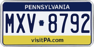 PA license plate MXV8792