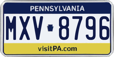 PA license plate MXV8796