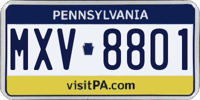 PA license plate MXV8801