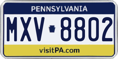 PA license plate MXV8802