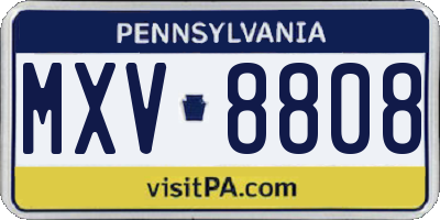 PA license plate MXV8808