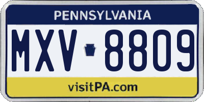 PA license plate MXV8809