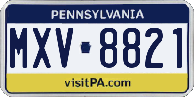 PA license plate MXV8821