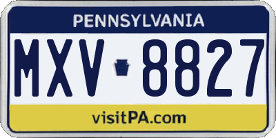 PA license plate MXV8827