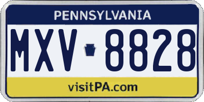 PA license plate MXV8828