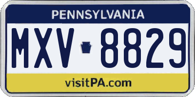 PA license plate MXV8829