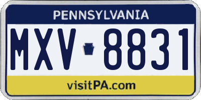 PA license plate MXV8831