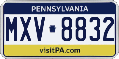 PA license plate MXV8832