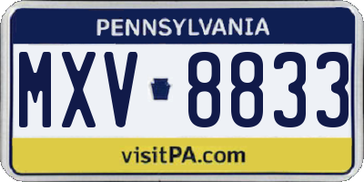 PA license plate MXV8833