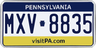 PA license plate MXV8835