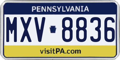 PA license plate MXV8836