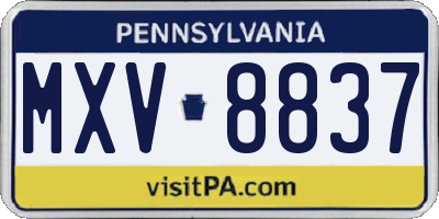 PA license plate MXV8837