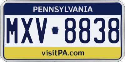 PA license plate MXV8838