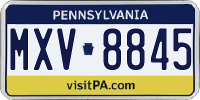 PA license plate MXV8845