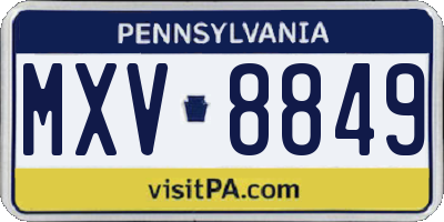 PA license plate MXV8849