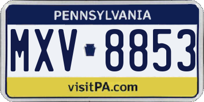 PA license plate MXV8853