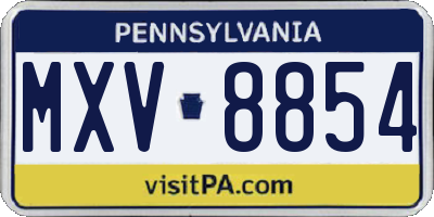 PA license plate MXV8854