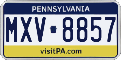 PA license plate MXV8857