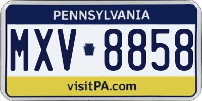 PA license plate MXV8858